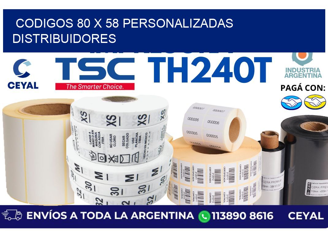 codigos 80 x 58 personalizadas distribuidores