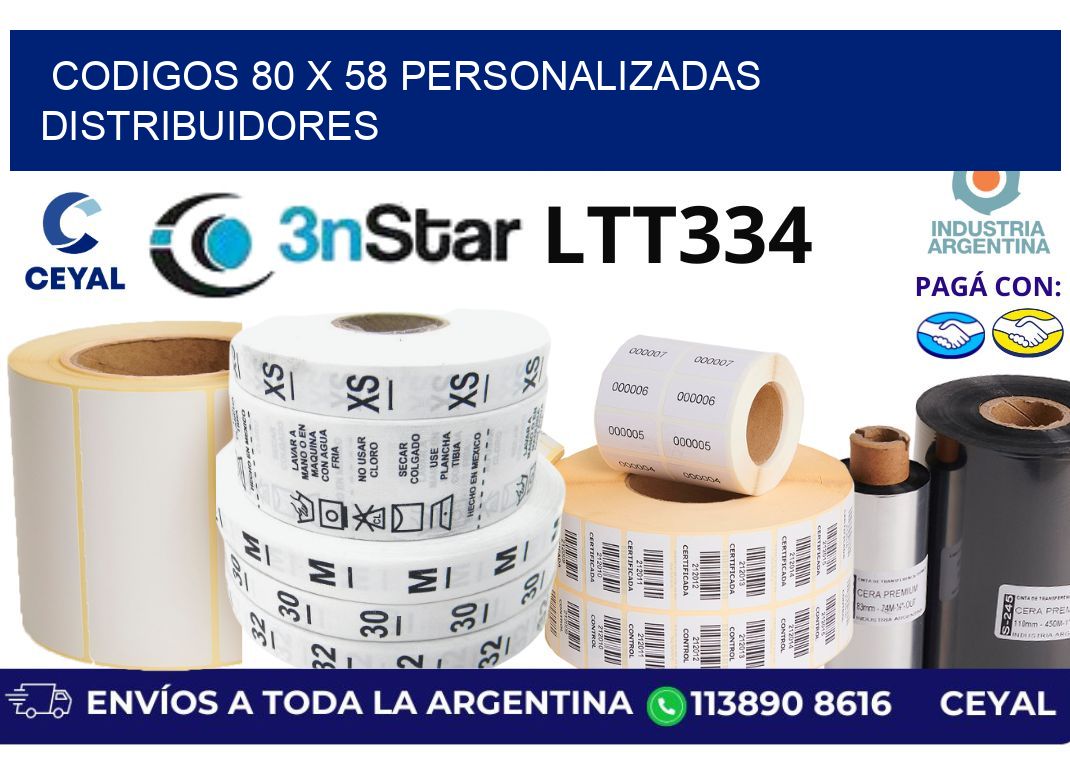codigos 80 x 58 personalizadas distribuidores