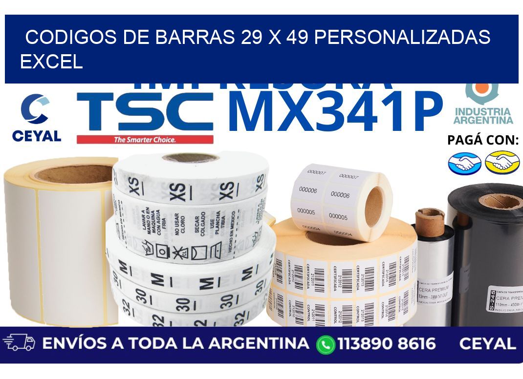 codigos de barras 29 x 49 personalizadas excel