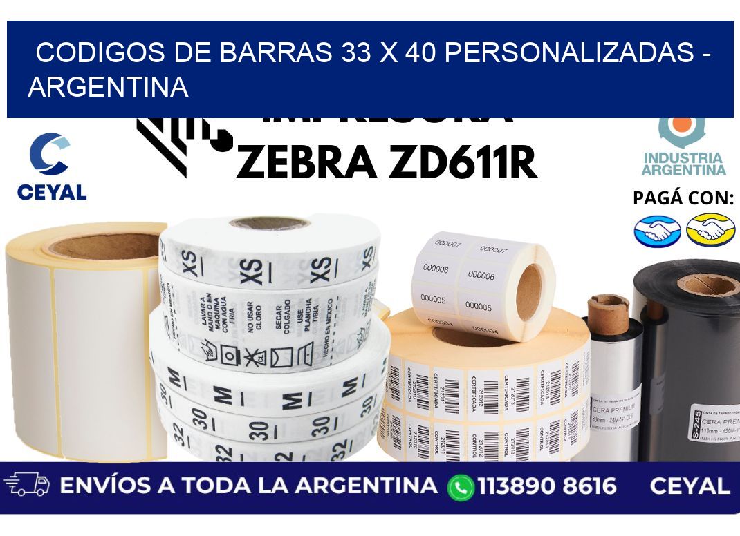 codigos de barras 33 x 40 personalizadas - Argentina