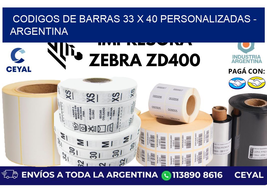 codigos de barras 33 x 40 personalizadas - Argentina