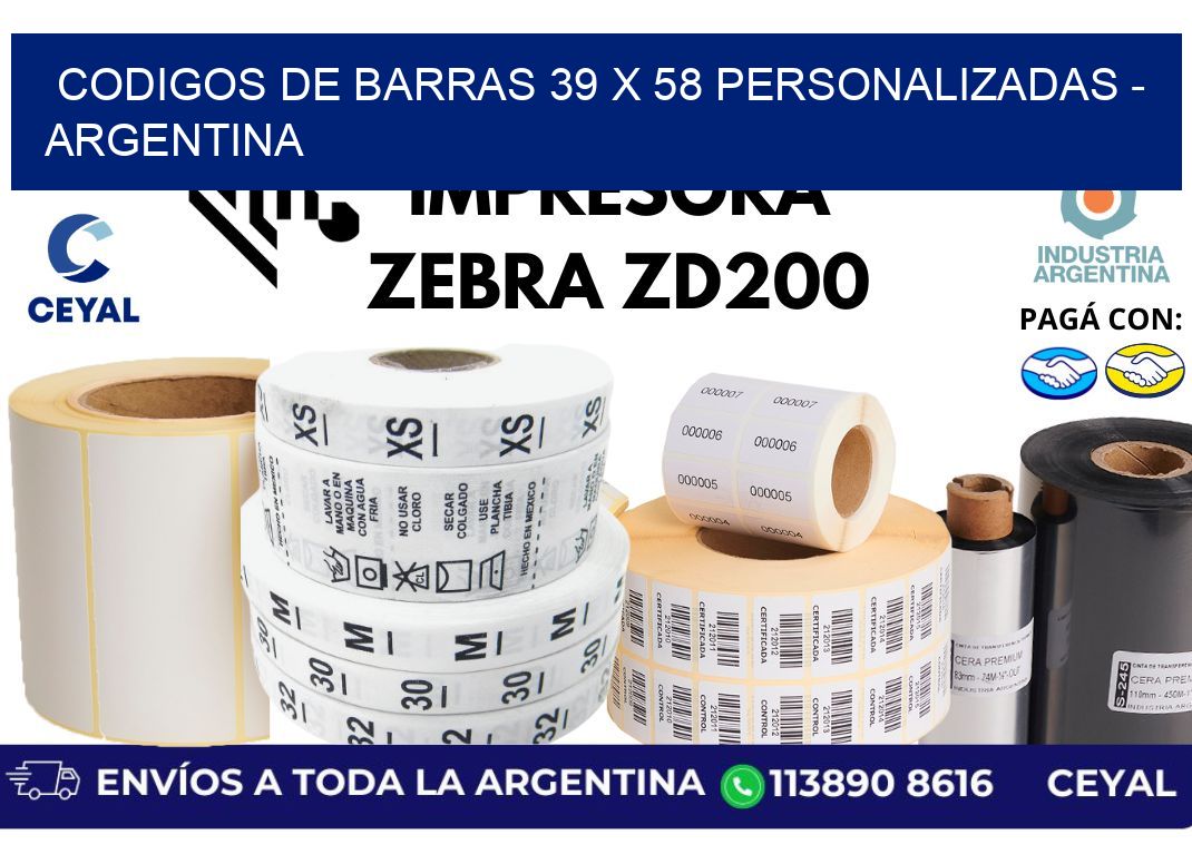 codigos de barras 39 x 58 personalizadas - Argentina