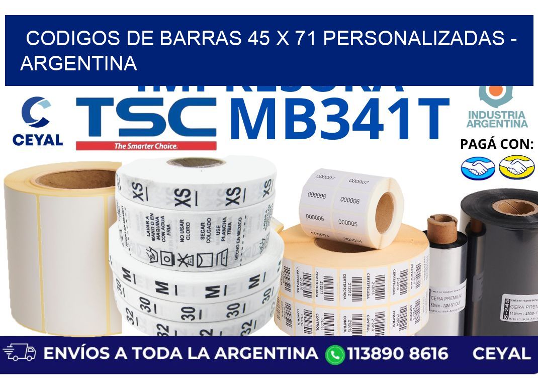 codigos de barras 45 x 71 personalizadas - Argentina