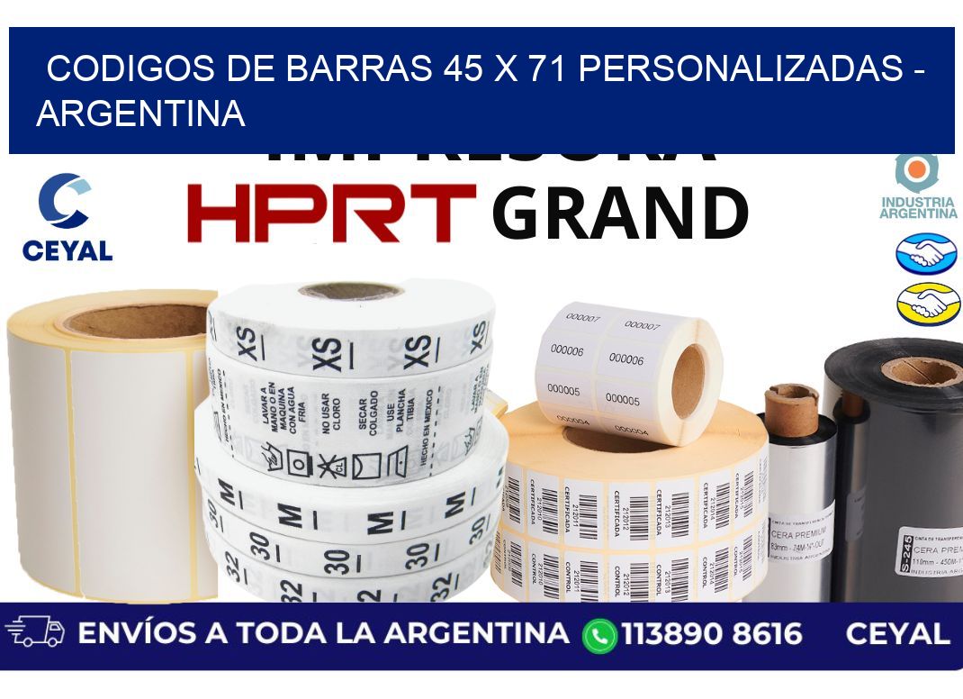 codigos de barras 45 x 71 personalizadas - Argentina