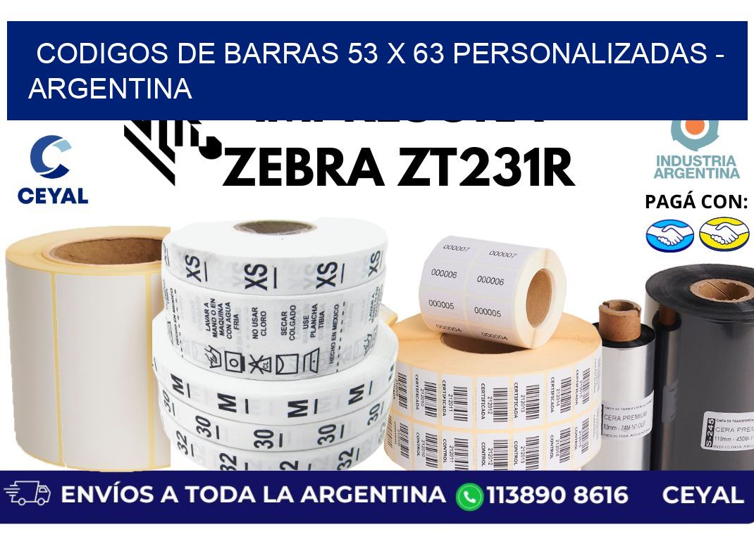 codigos de barras 53 x 63 personalizadas - Argentina