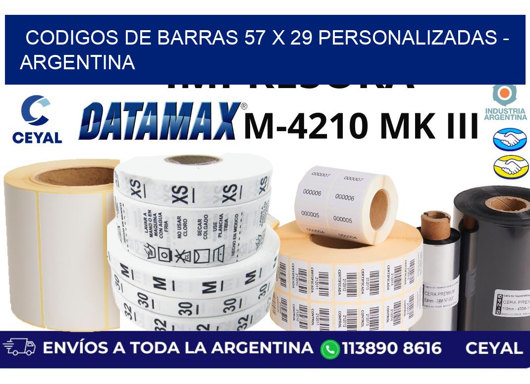codigos de barras 57 x 29 personalizadas - Argentina
