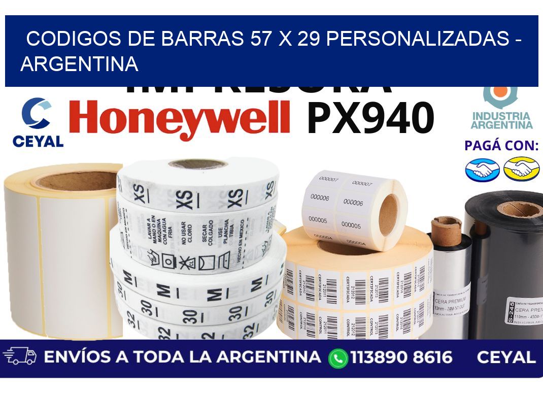 codigos de barras 57 x 29 personalizadas - Argentina