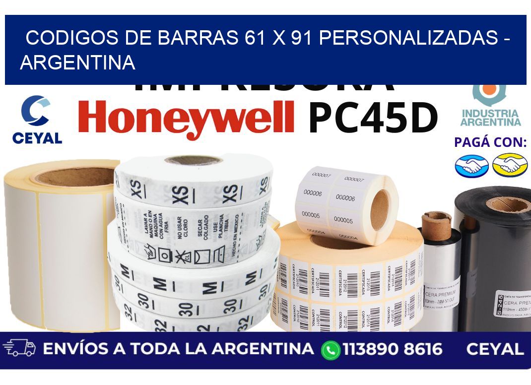 codigos de barras 61 x 91 personalizadas - Argentina