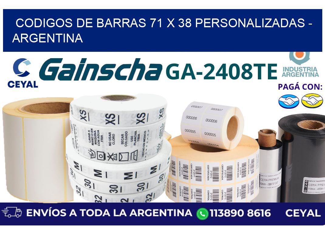 codigos de barras 71 x 38 personalizadas - Argentina
