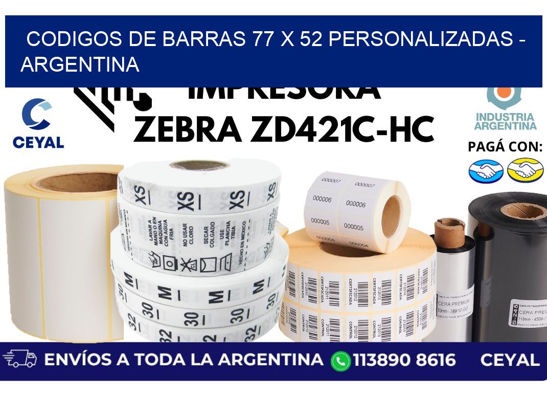 codigos de barras 77 x 52 personalizadas - Argentina