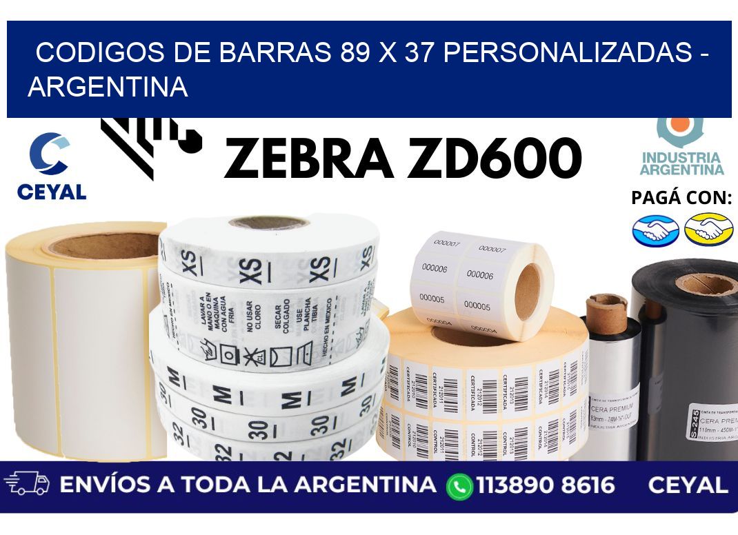 codigos de barras 89 x 37 personalizadas - Argentina