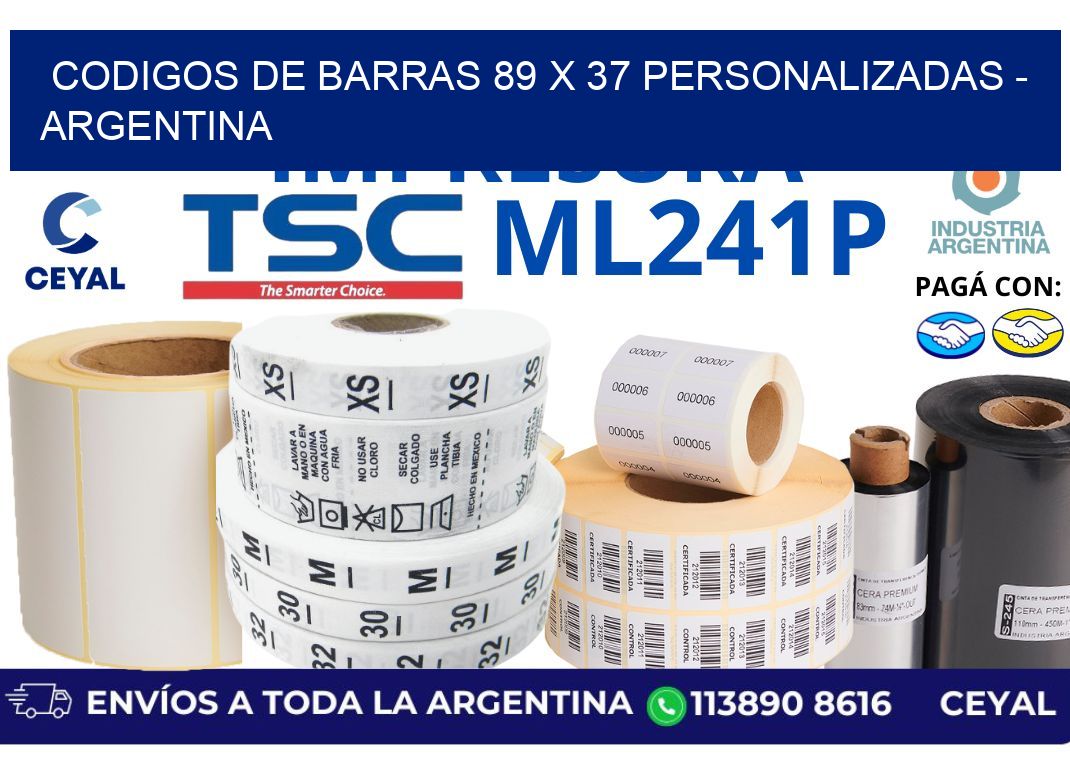 codigos de barras 89 x 37 personalizadas - Argentina