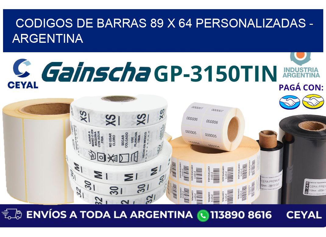 codigos de barras 89 x 64 personalizadas - Argentina