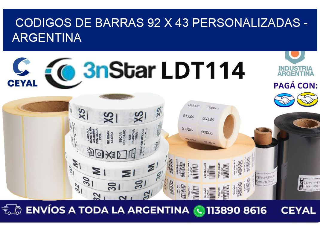codigos de barras 92 x 43 personalizadas - Argentina