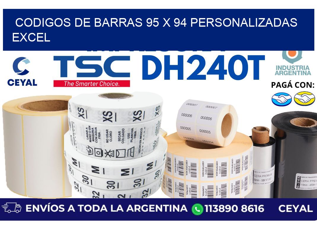 codigos de barras 95 x 94 personalizadas excel