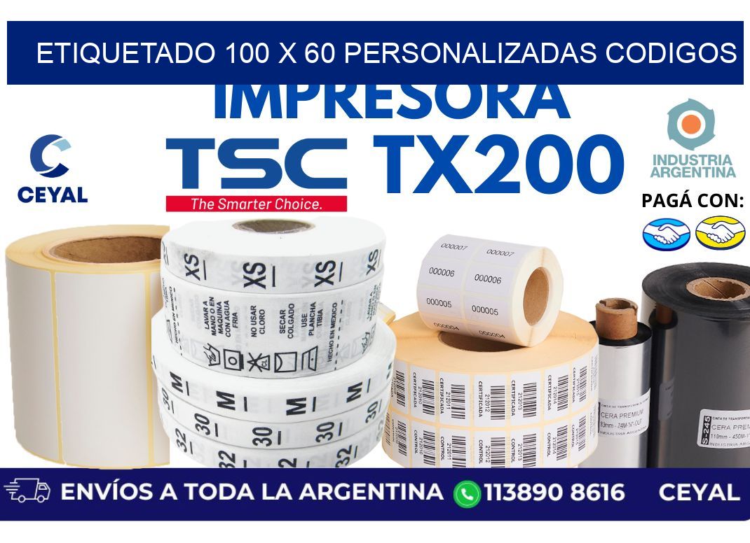 etiquetado 100 x 60 personalizadas codigos