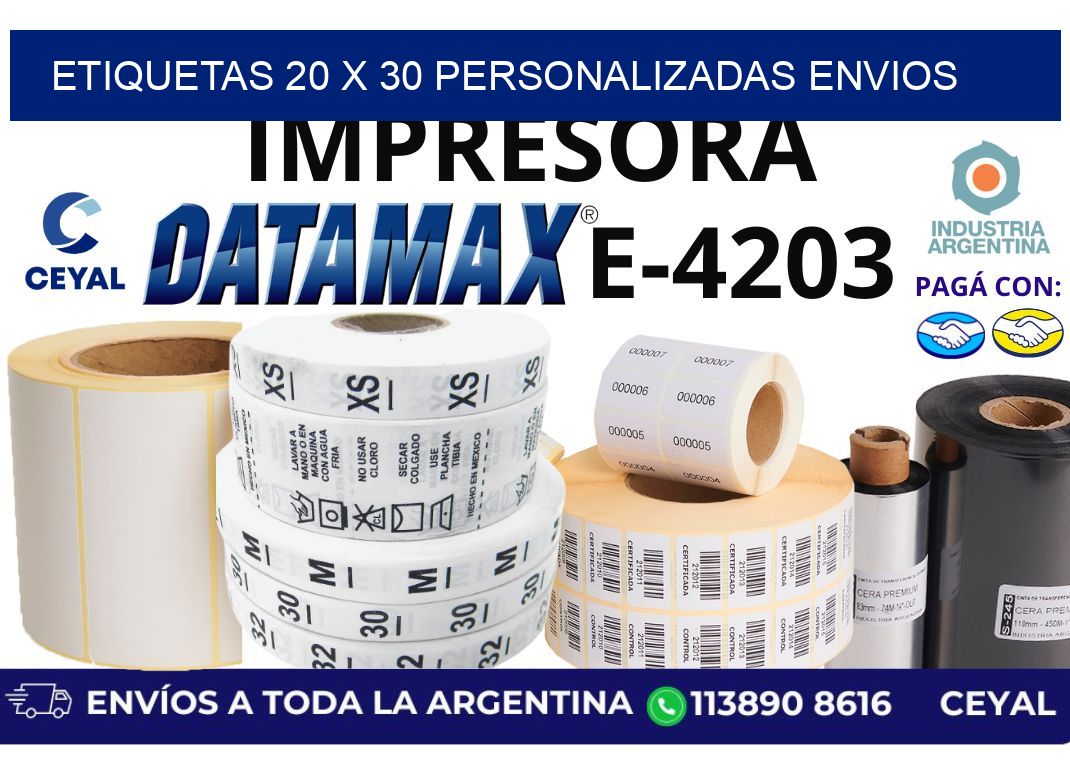 etiquetas 20 x 30 personalizadas envios