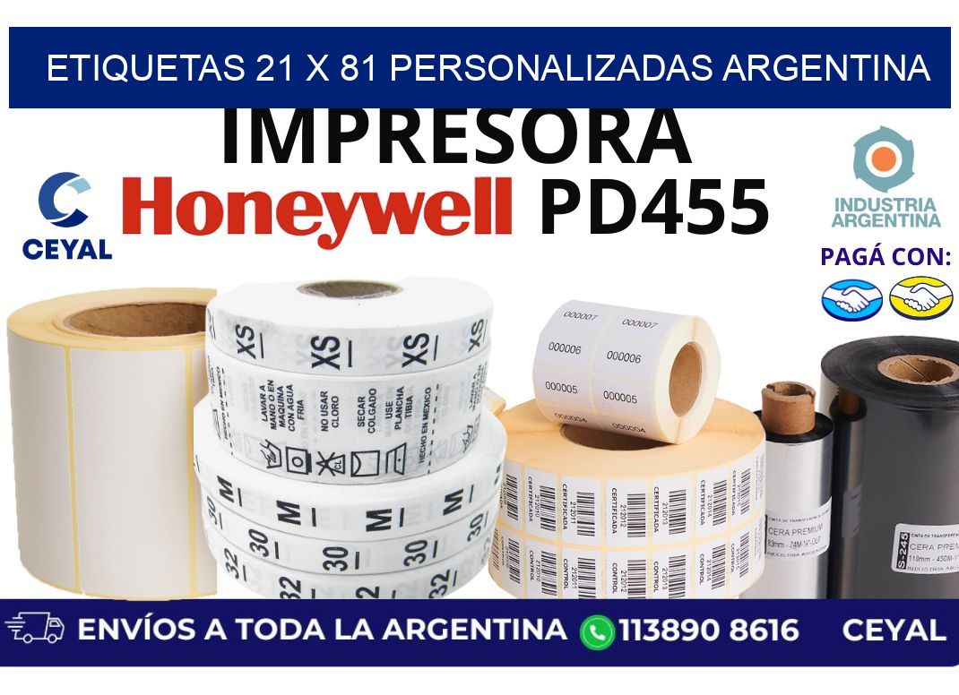 etiquetas 21 x 81 personalizadas argentina