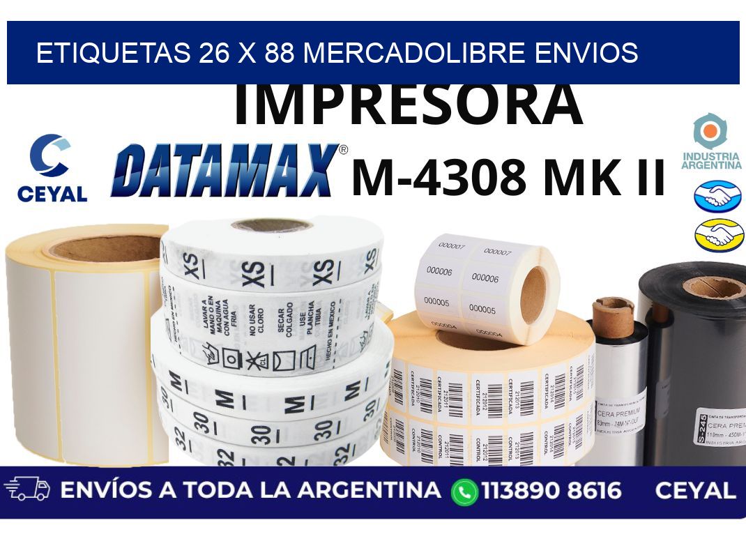 etiquetas 26 x 88 mercadolibre envios