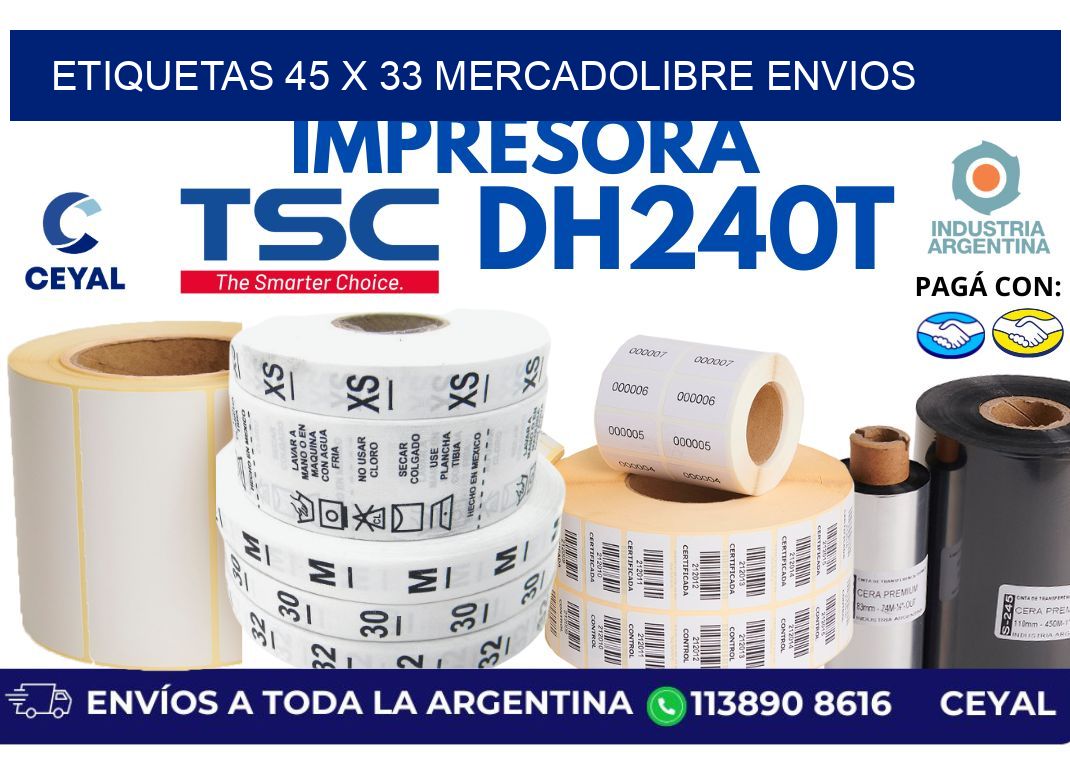 etiquetas 45 x 33 mercadolibre envios