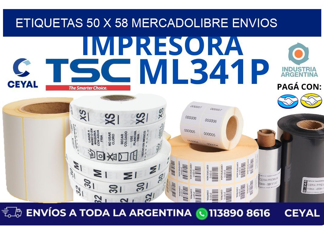 etiquetas 50 x 58 mercadolibre envios