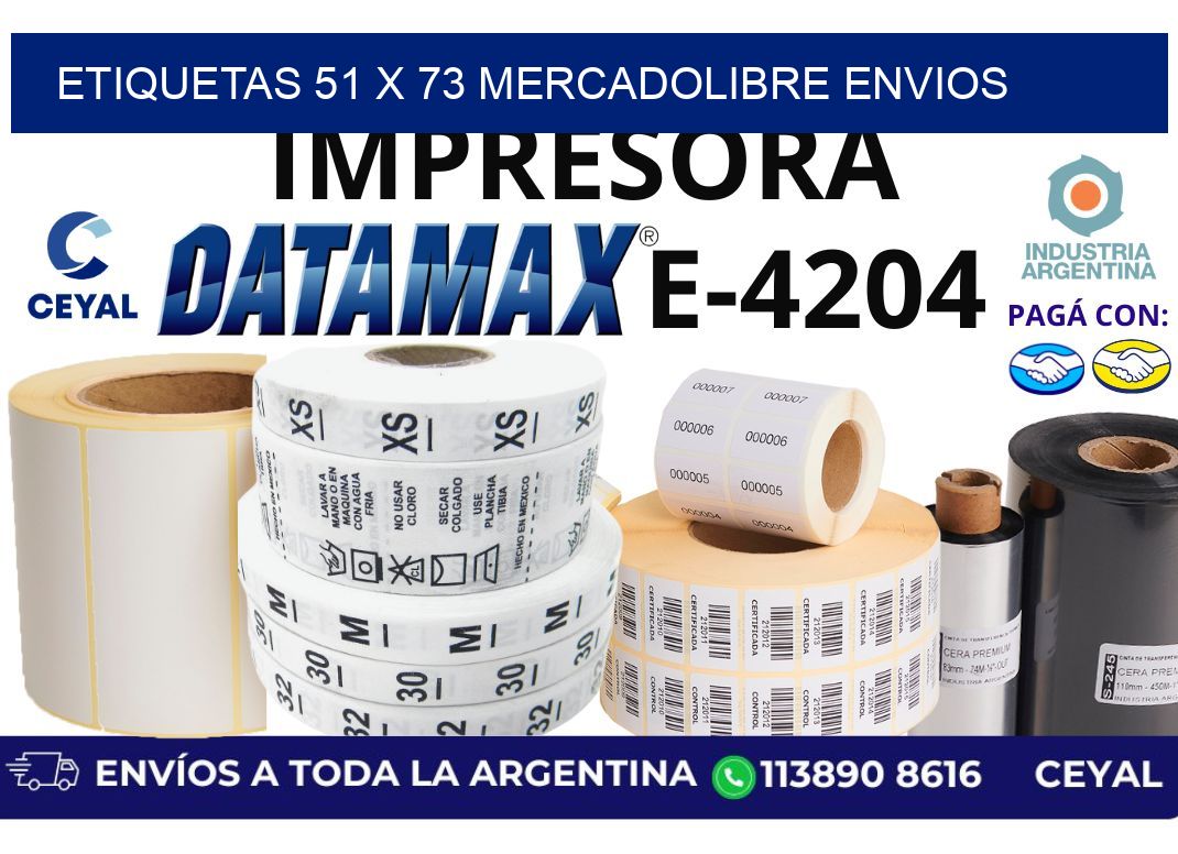 etiquetas 51 x 73 mercadolibre envios