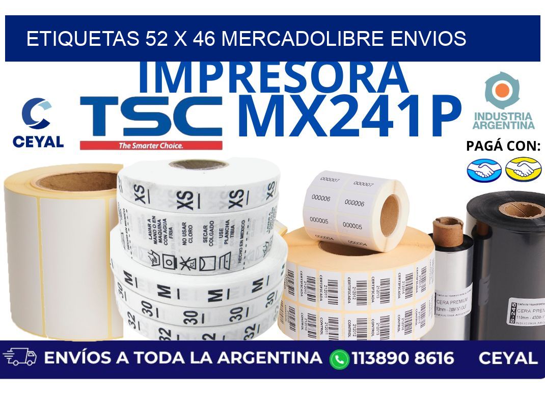 etiquetas 52 x 46 mercadolibre envios