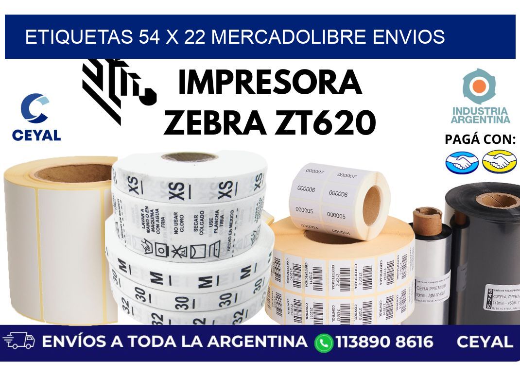 etiquetas 54 x 22 mercadolibre envios