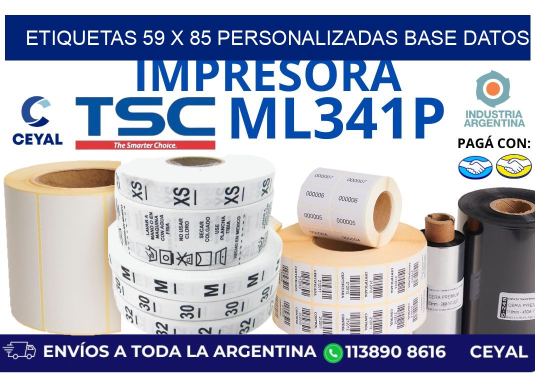 etiquetas 59 x 85 personalizadas base datos