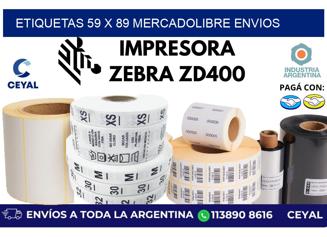 etiquetas 59 x 89 mercadolibre envios