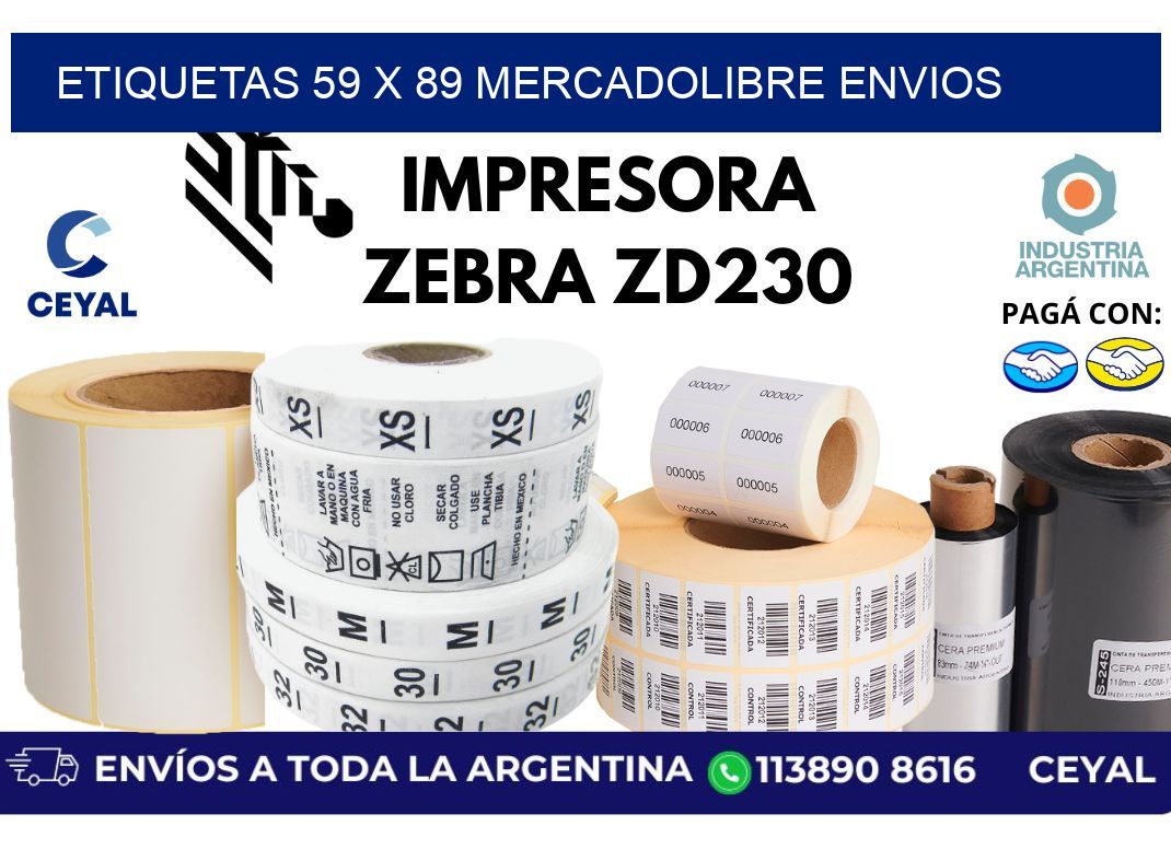 etiquetas 59 x 89 mercadolibre envios