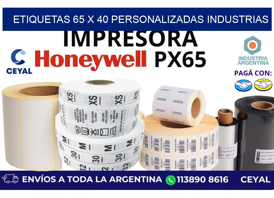 etiquetas 65 x 40 personalizadas industrias
