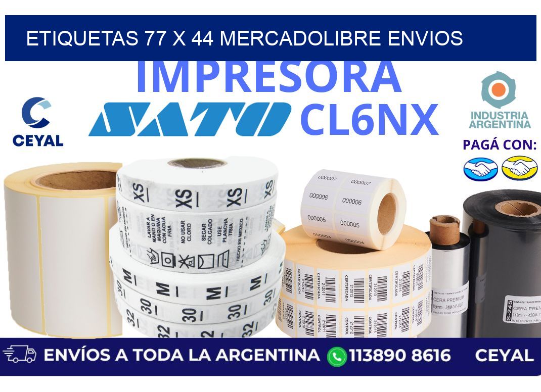 etiquetas 77 x 44 mercadolibre envios