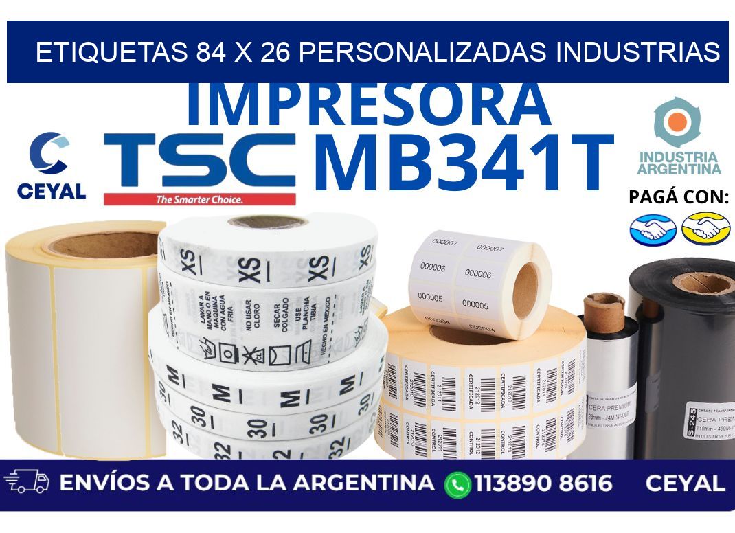 etiquetas 84 x 26 personalizadas industrias
