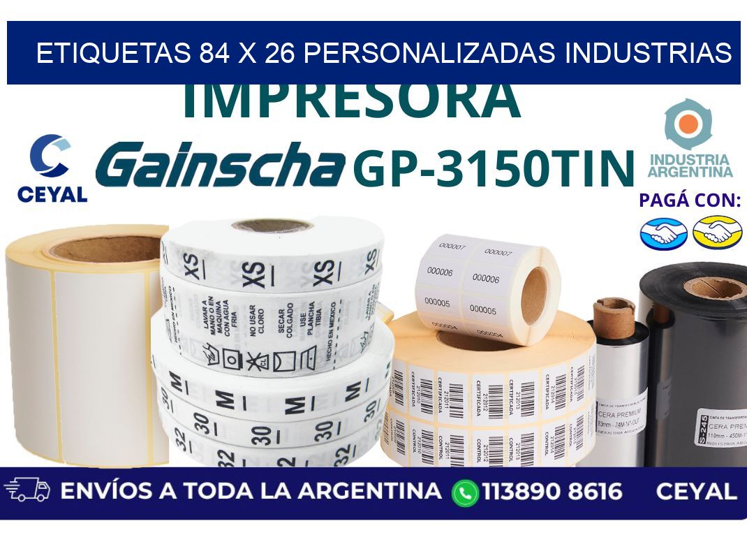 etiquetas 84 x 26 personalizadas industrias
