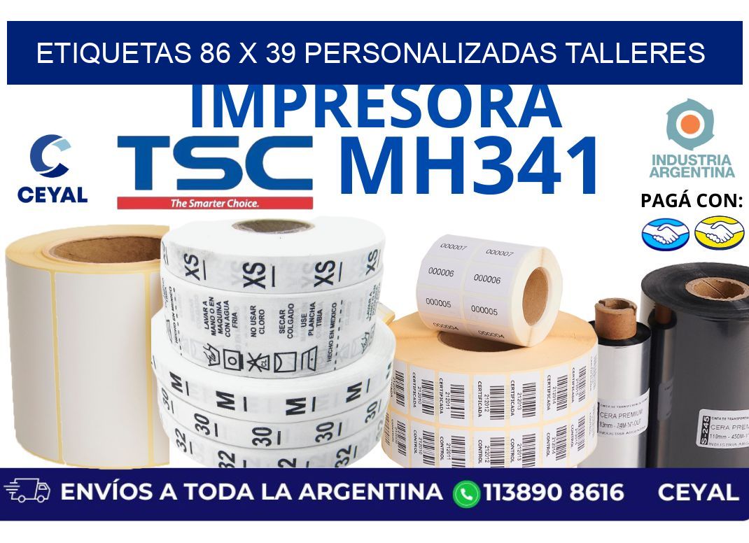 etiquetas 86 x 39 personalizadas talleres