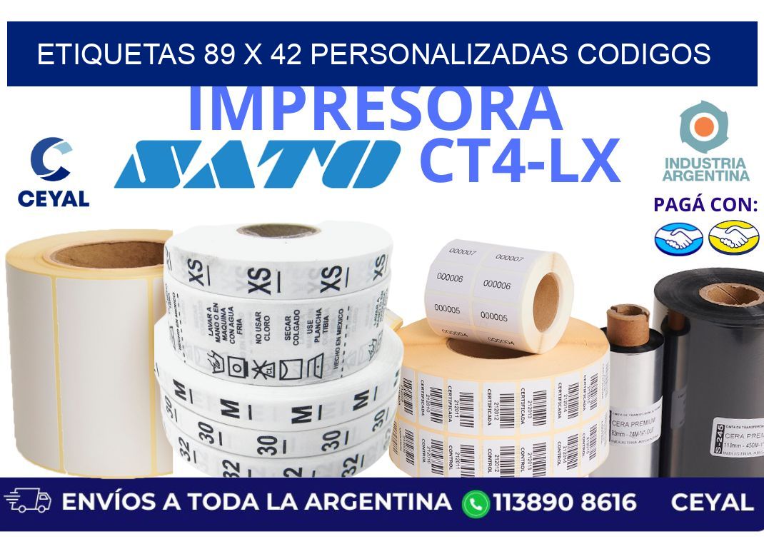 etiquetas 89 x 42 personalizadas codigos