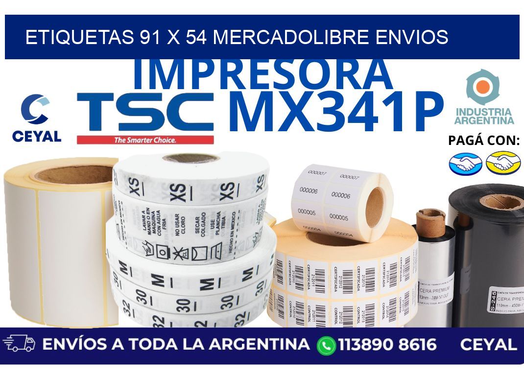 etiquetas 91 x 54 mercadolibre envios