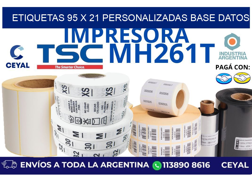 etiquetas 95 x 21 personalizadas base datos