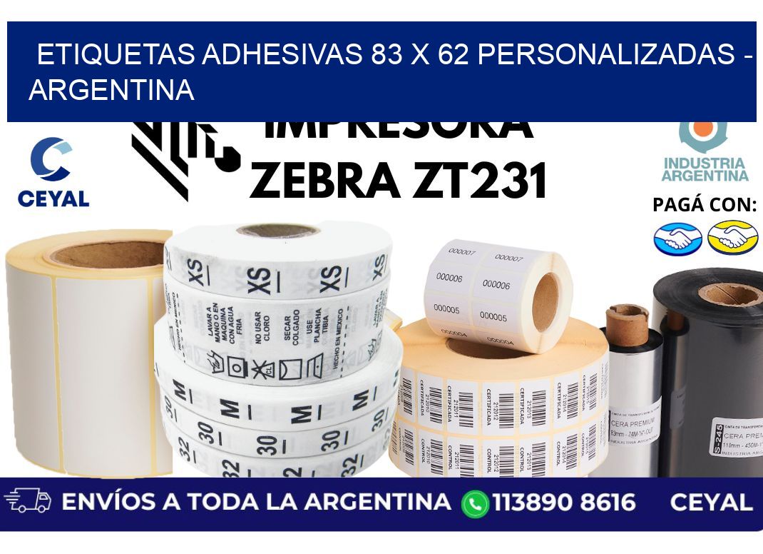 etiquetas adhesivas 83 x 62 personalizadas - Argentina
