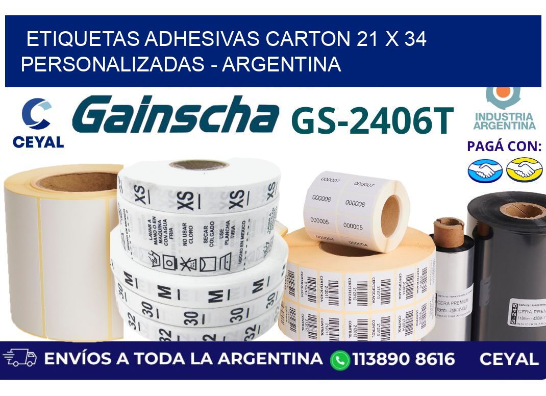 etiquetas adhesivas carton 21 x 34 personalizadas - Argentina