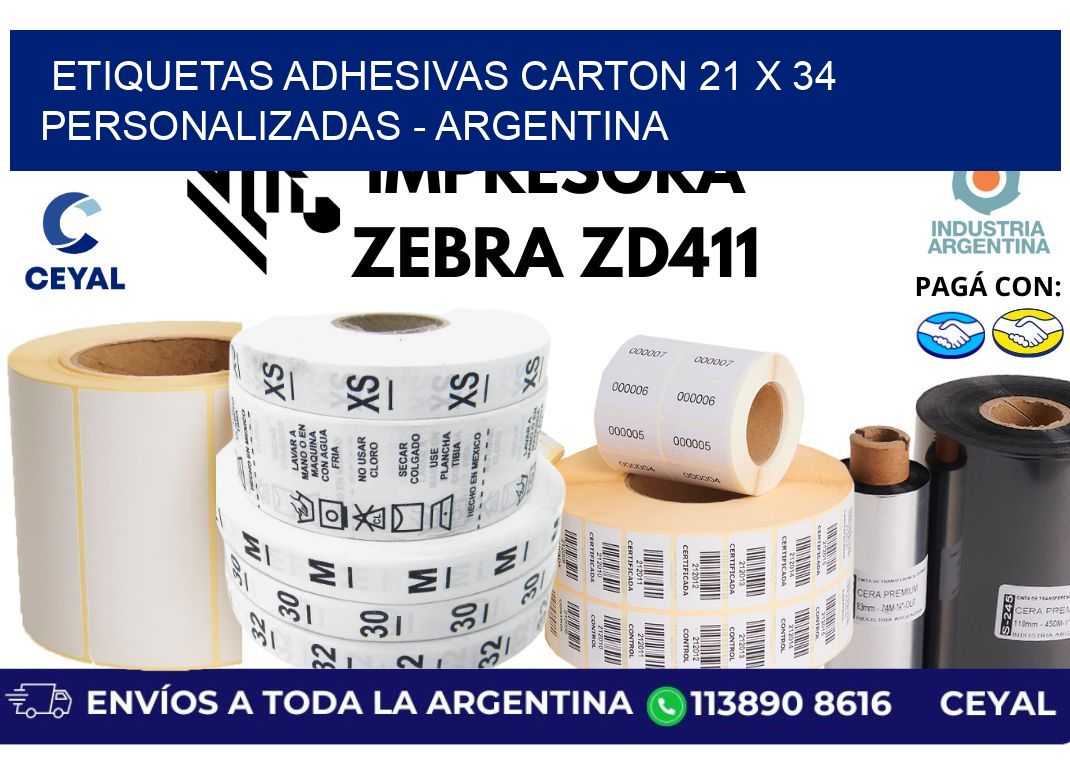 etiquetas adhesivas carton 21 x 34 personalizadas - Argentina