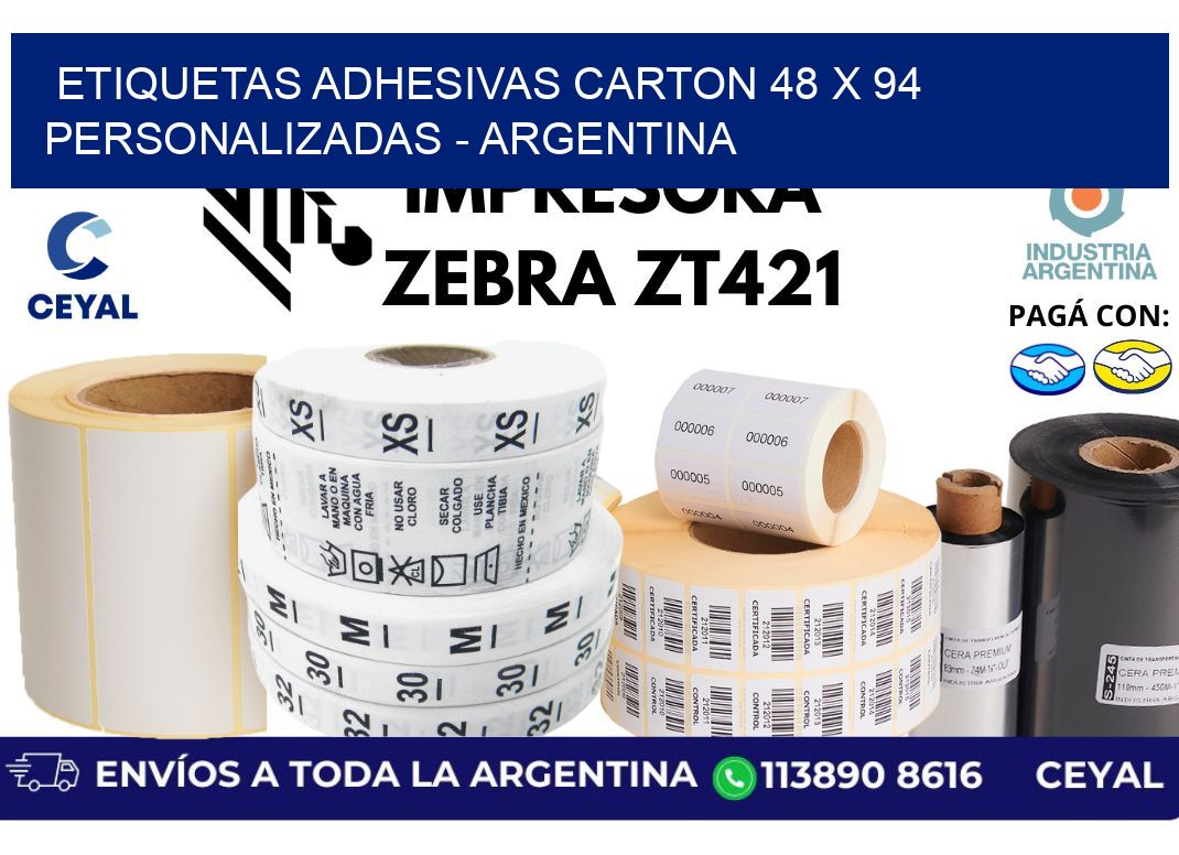 etiquetas adhesivas carton 48 x 94 personalizadas - Argentina