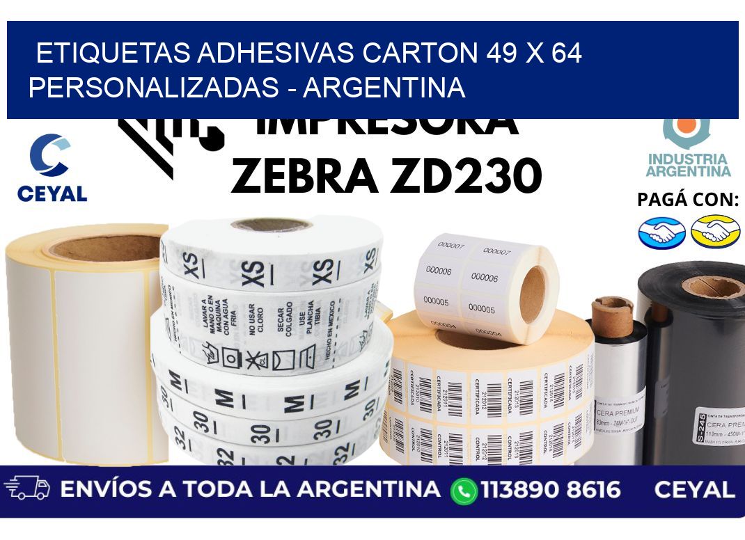 etiquetas adhesivas carton 49 x 64 personalizadas - Argentina