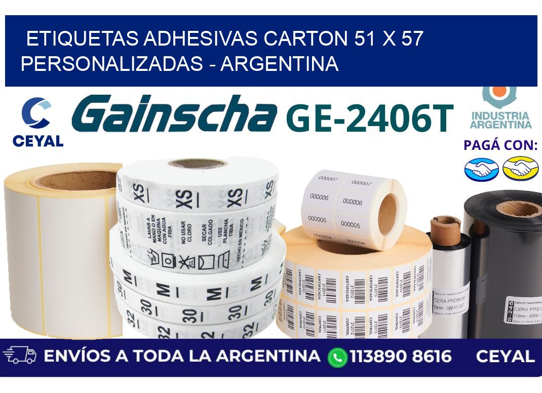 etiquetas adhesivas carton 51 x 57 personalizadas - Argentina