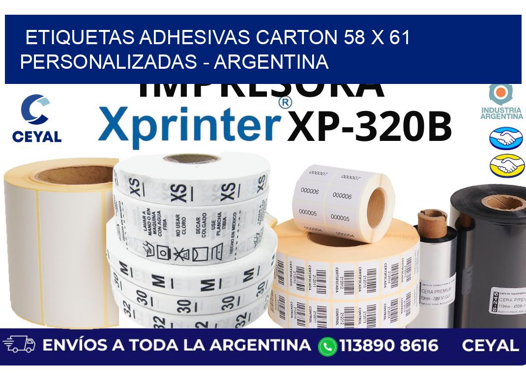 etiquetas adhesivas carton 58 x 61 personalizadas - Argentina