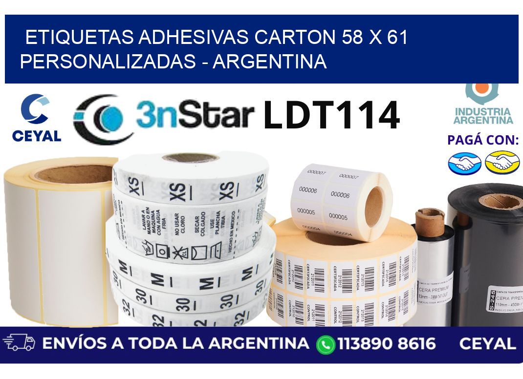 etiquetas adhesivas carton 58 x 61 personalizadas - Argentina