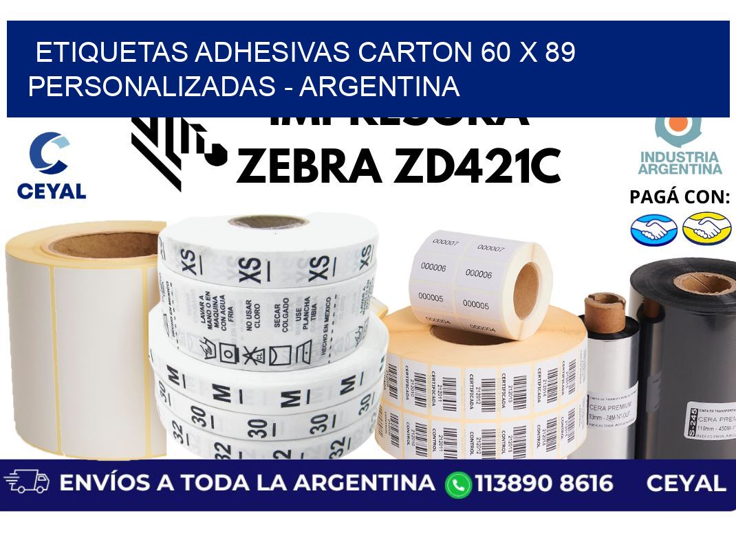 etiquetas adhesivas carton 60 x 89 personalizadas - Argentina