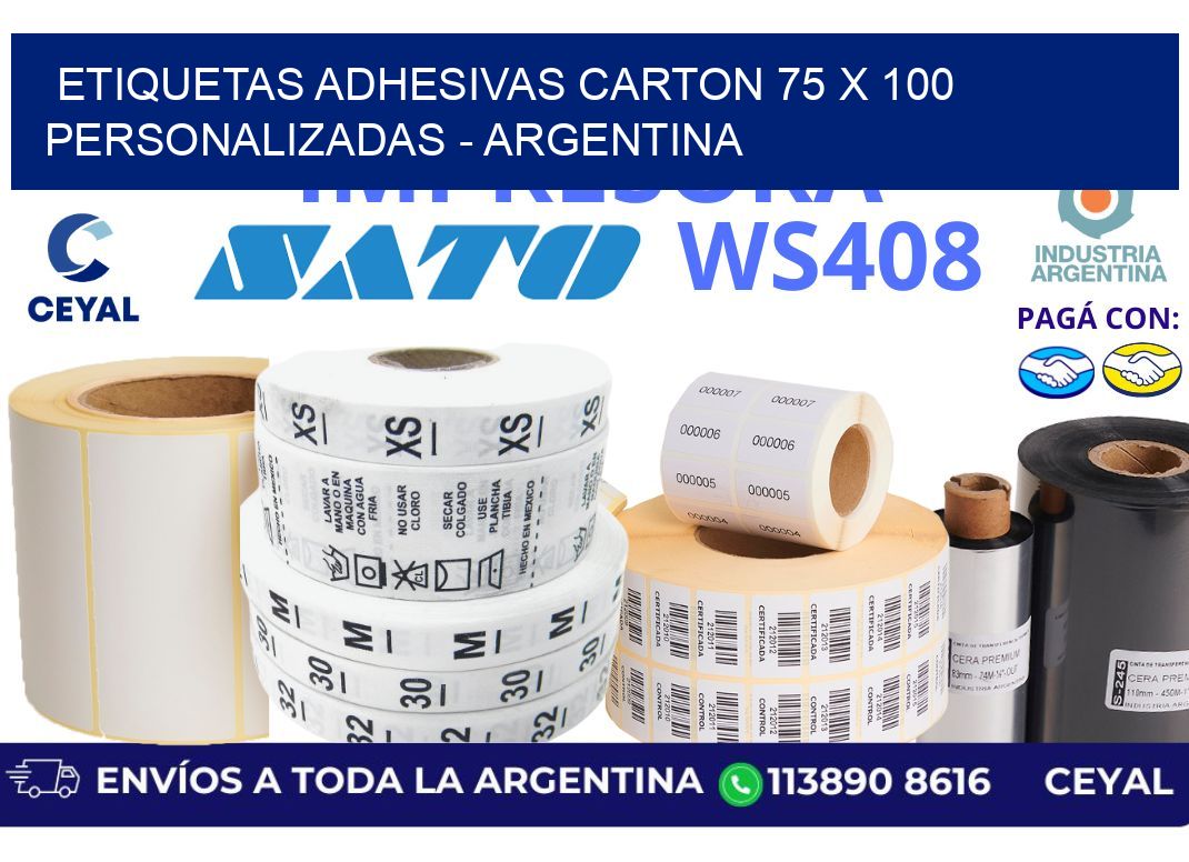 etiquetas adhesivas carton 75 x 100 personalizadas - Argentina