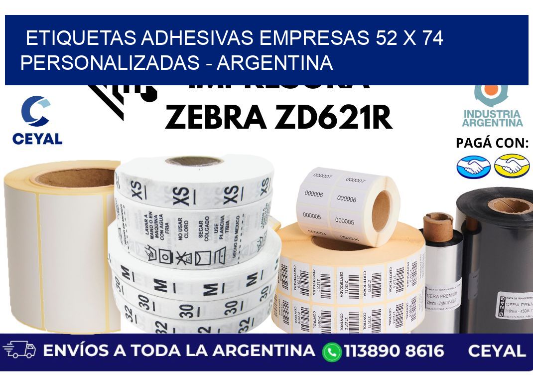 etiquetas adhesivas empresas 52 x 74 personalizadas - Argentina